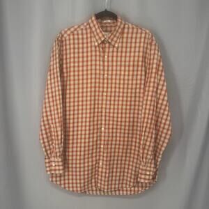 Peter Millar Shirt Mens M Rust Plaid Long Sleeve Button Preppy Golf Academia